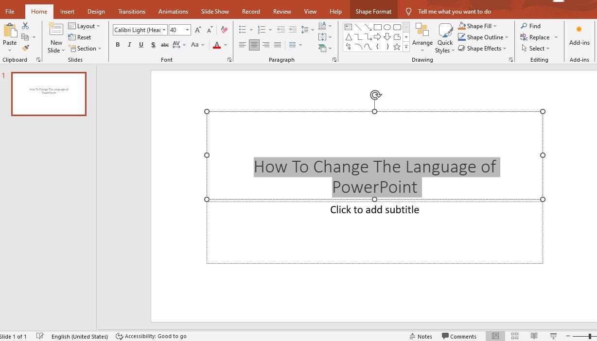 how to change the language of an entire powerpoint presentation