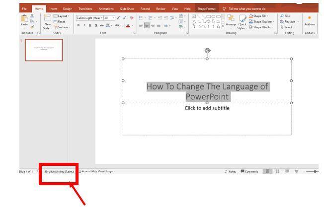 powerpoint change language whole presentation