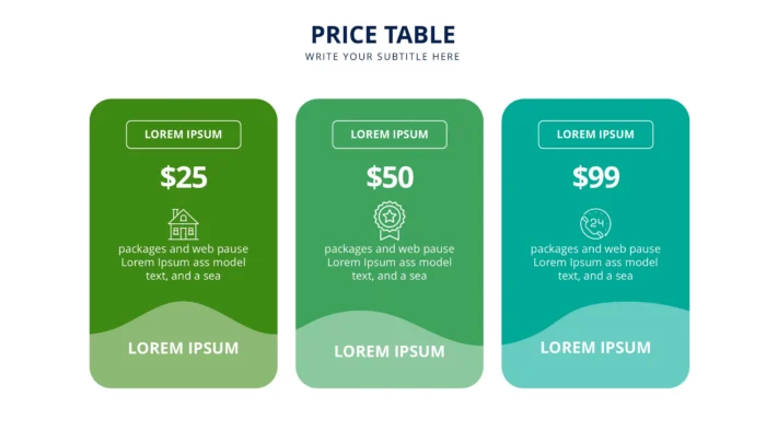 Pricing Table Slides x 25 Styles